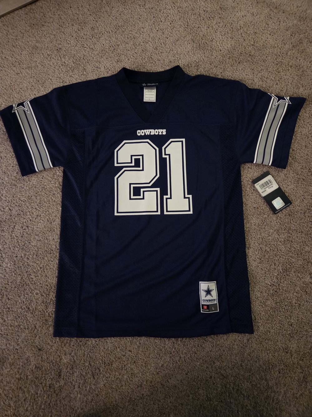 NFL Dallas Cowboys #21 Navy and White Men's Football Jersey